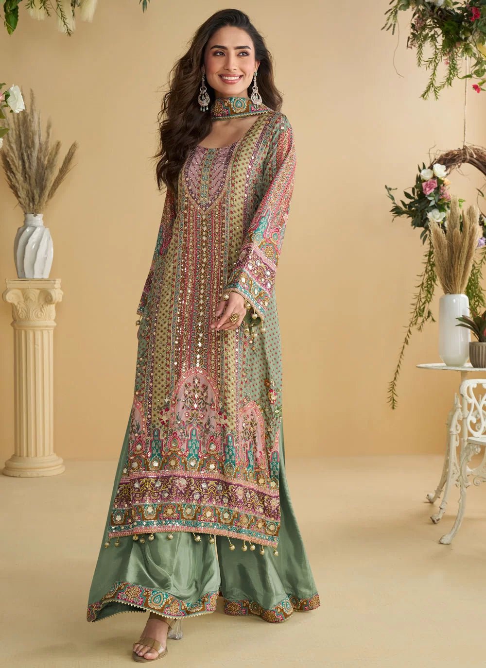 Elegant Multi - Tone Natural SYANP - Indian Dress House 786