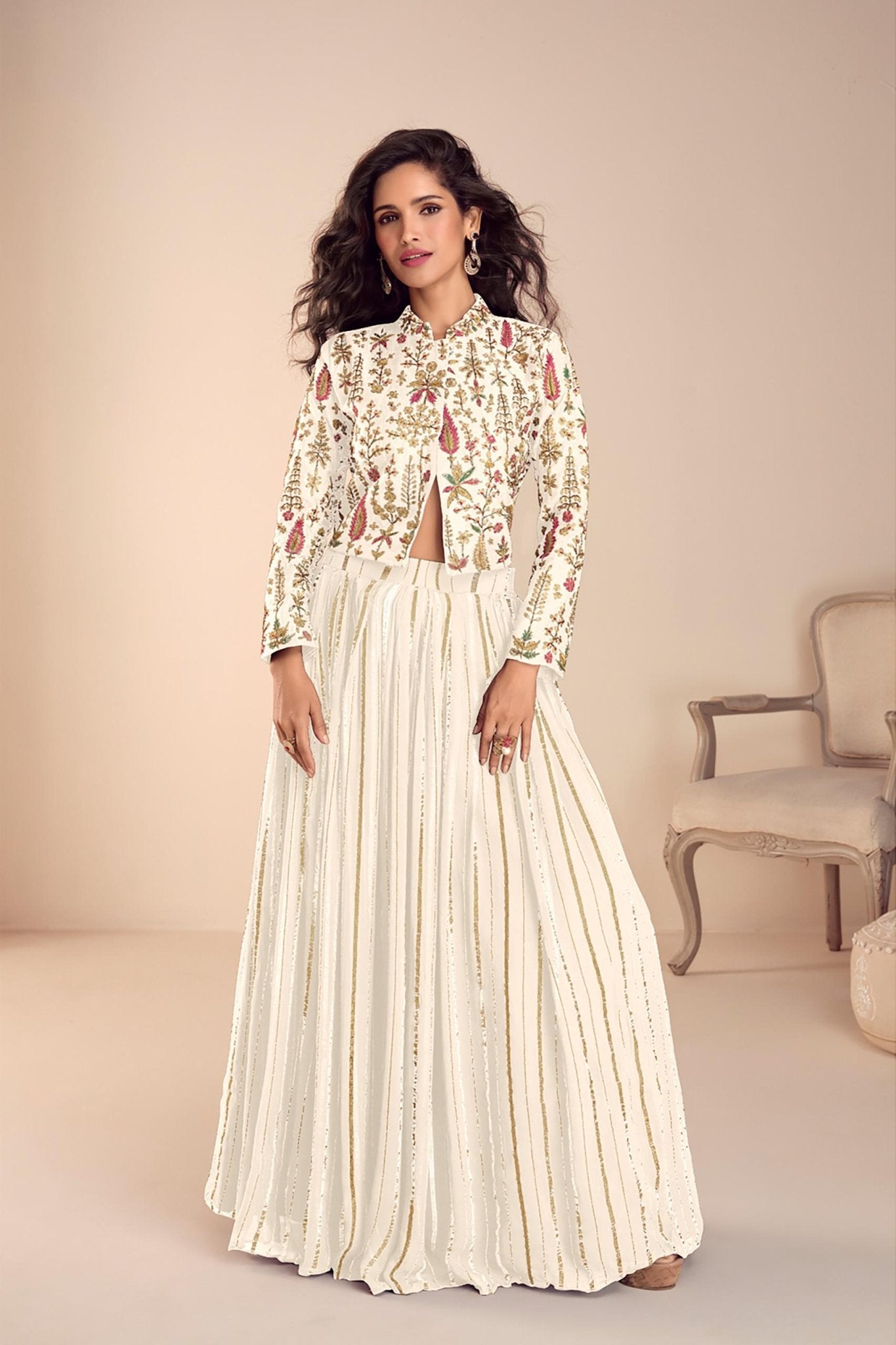 Elegant Off White GKVL - Indian Dress House 786
