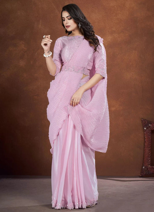 Elegant Pastel Lilac MMS 24013 B SAREE - Indian Dress House 786