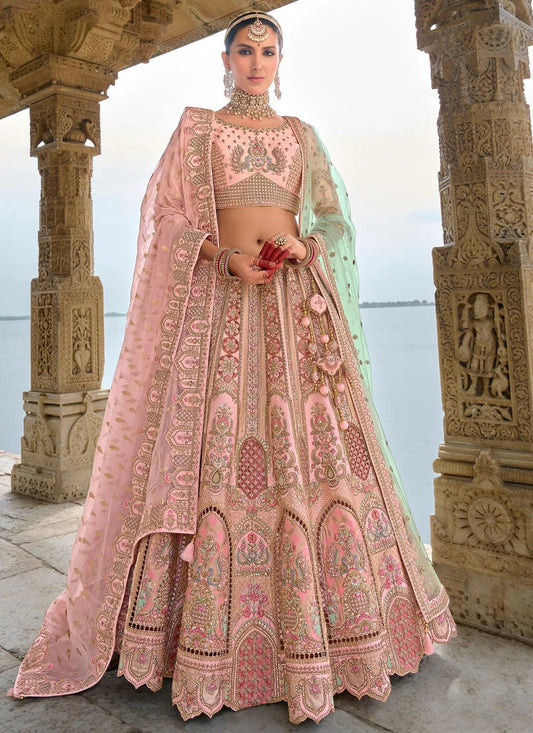 Elegant Peach Pink Floral ANARL - Indian Dress House 786