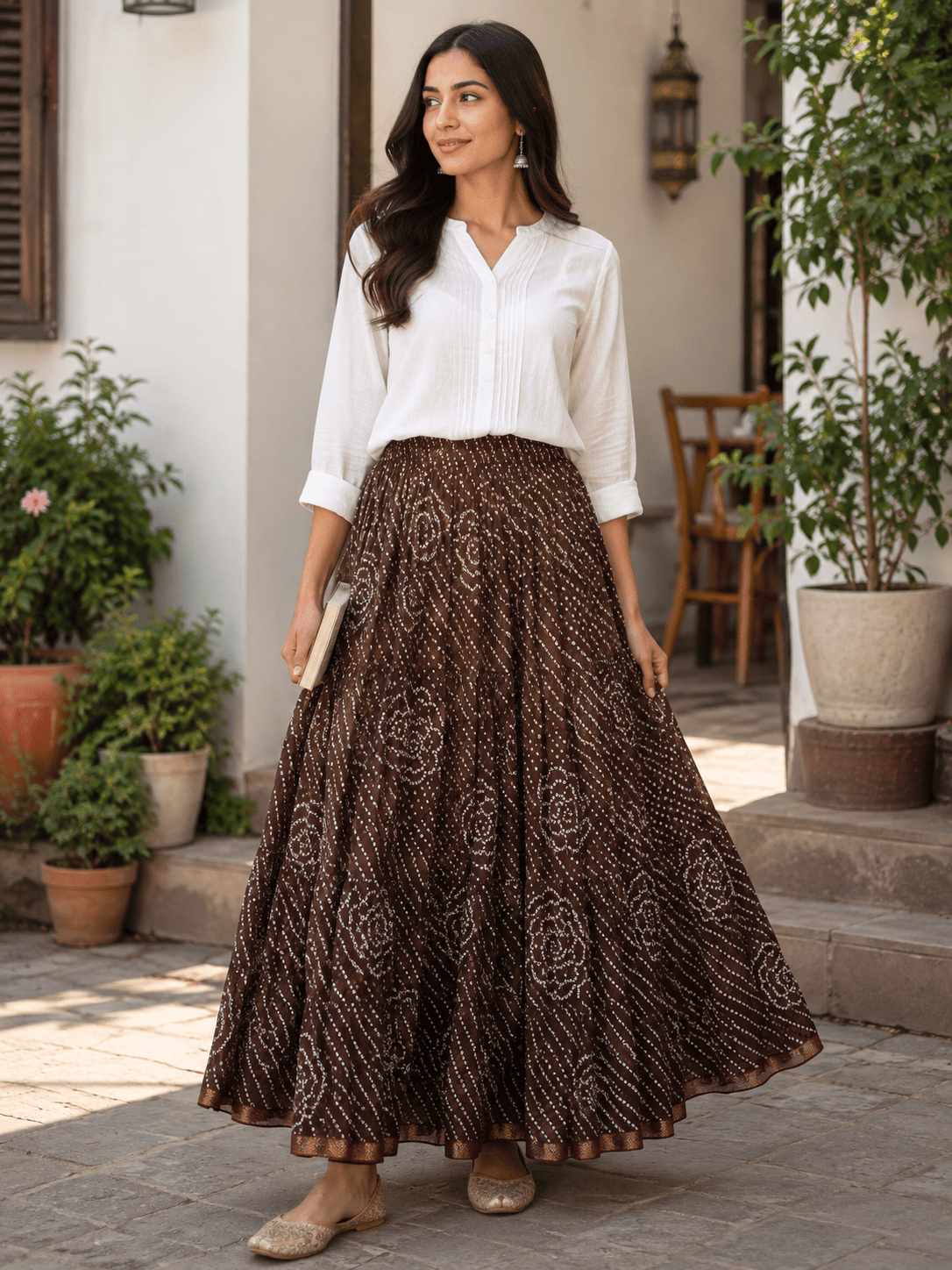 Elegant Pink Bhndani Print Skirts - Indian Dress House 786