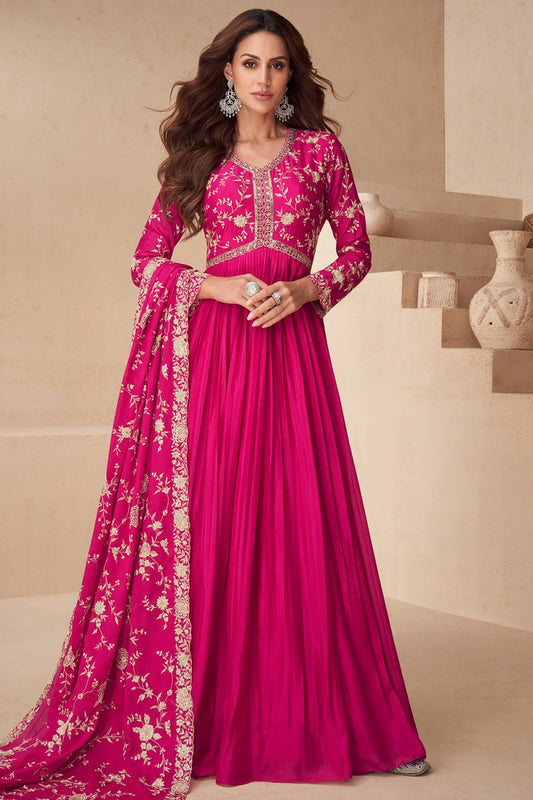 Elegant Pink Floral AKSF - Indian Dress House 786