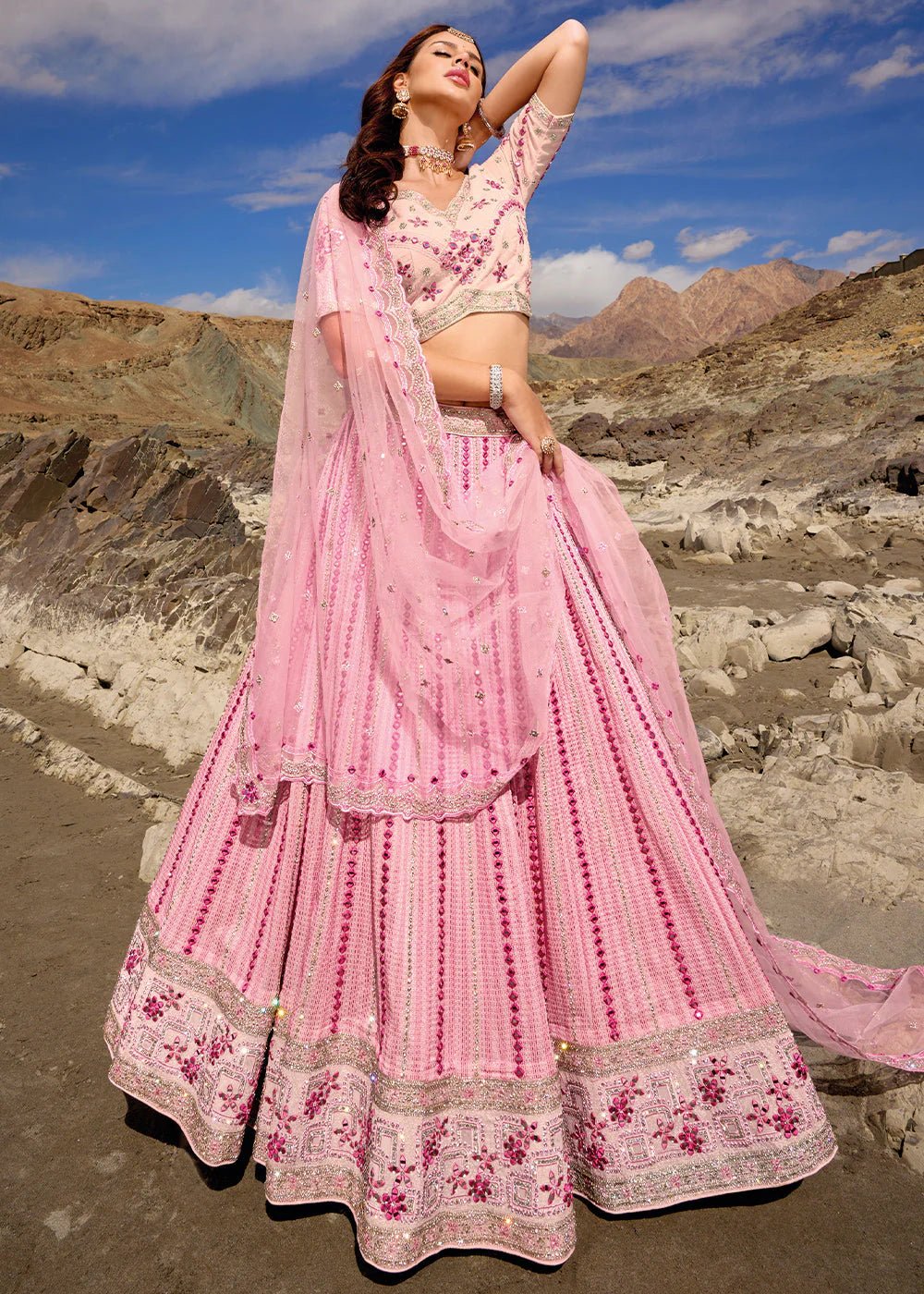Elegant Pink Floral MNL - Indian Dress House 786