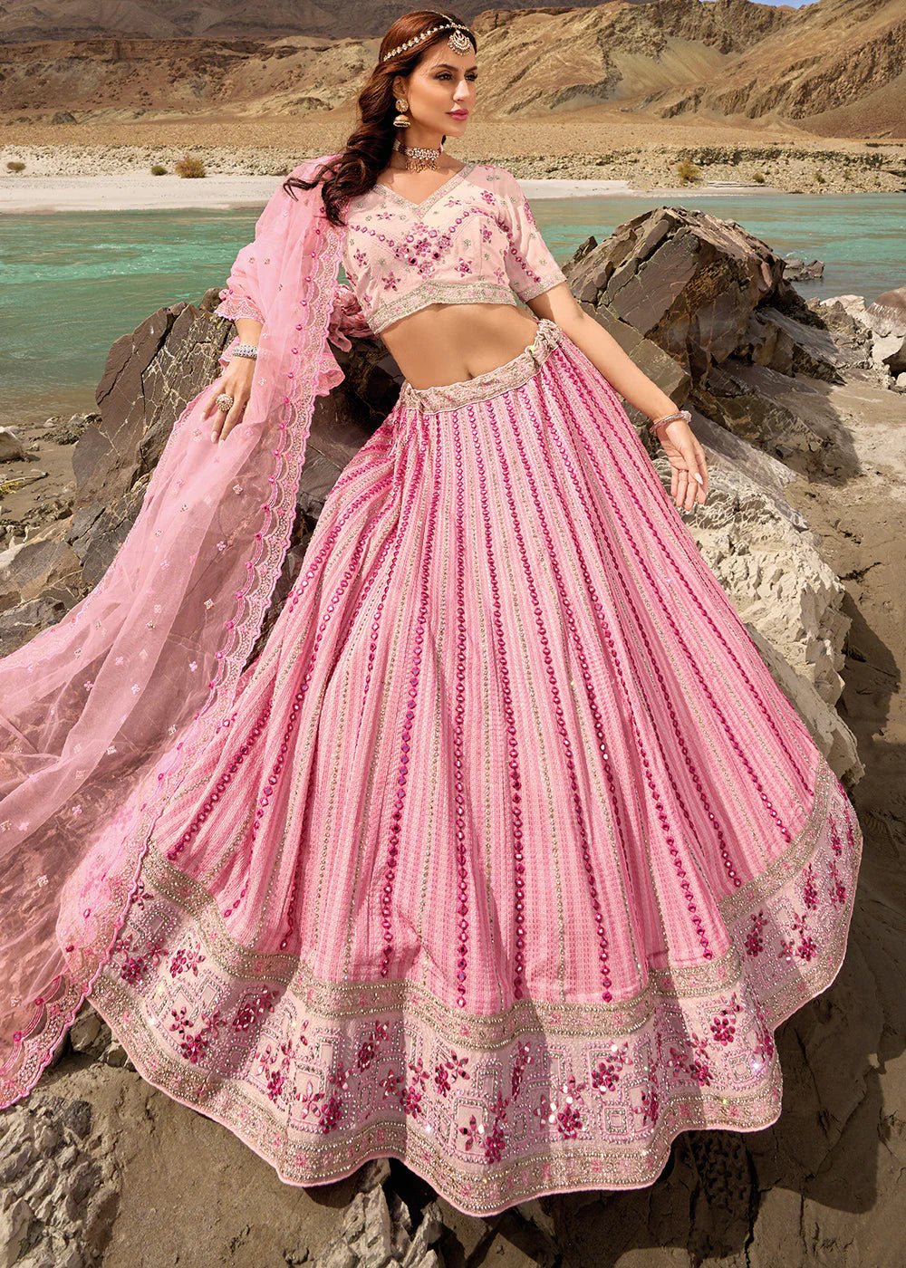 Elegant Pink Floral MNL - Indian Dress House 786