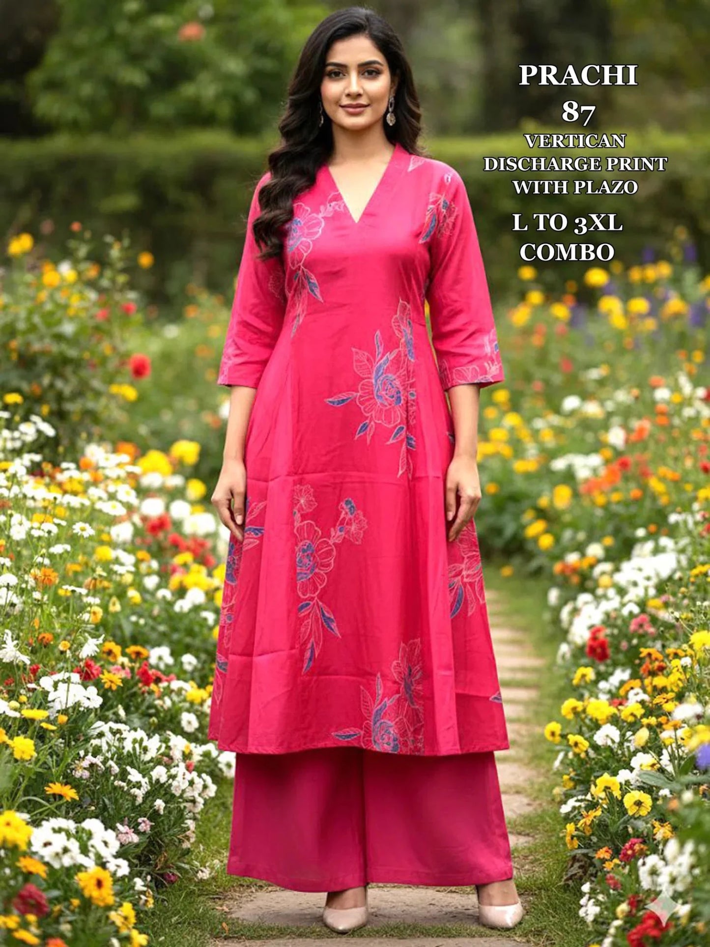 Elegant Pink Floral PR 87 KT - Indian Dress House 786