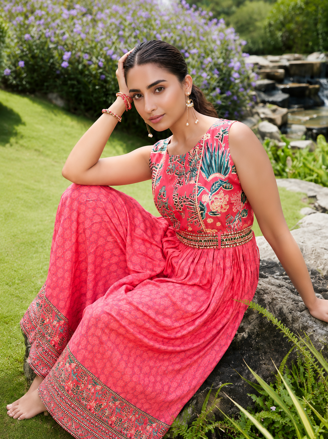 Elegant Pink Floral S4B 03 KT - Indian Dress House 786