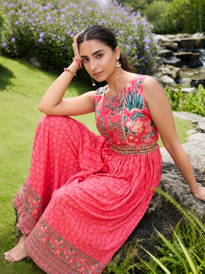 Elegant Pink Floral S4B 03 KT - Indian Dress House 786