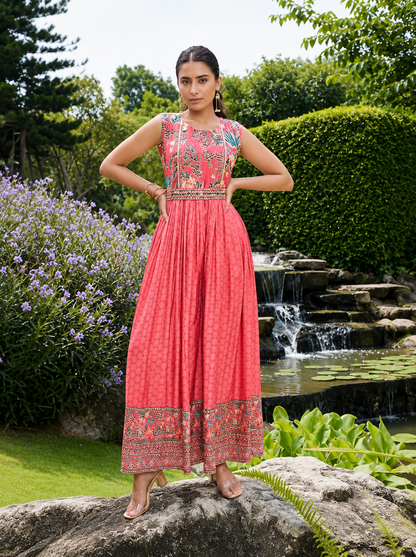 Elegant Pink Floral S4B 03 KT - Indian Dress House 786