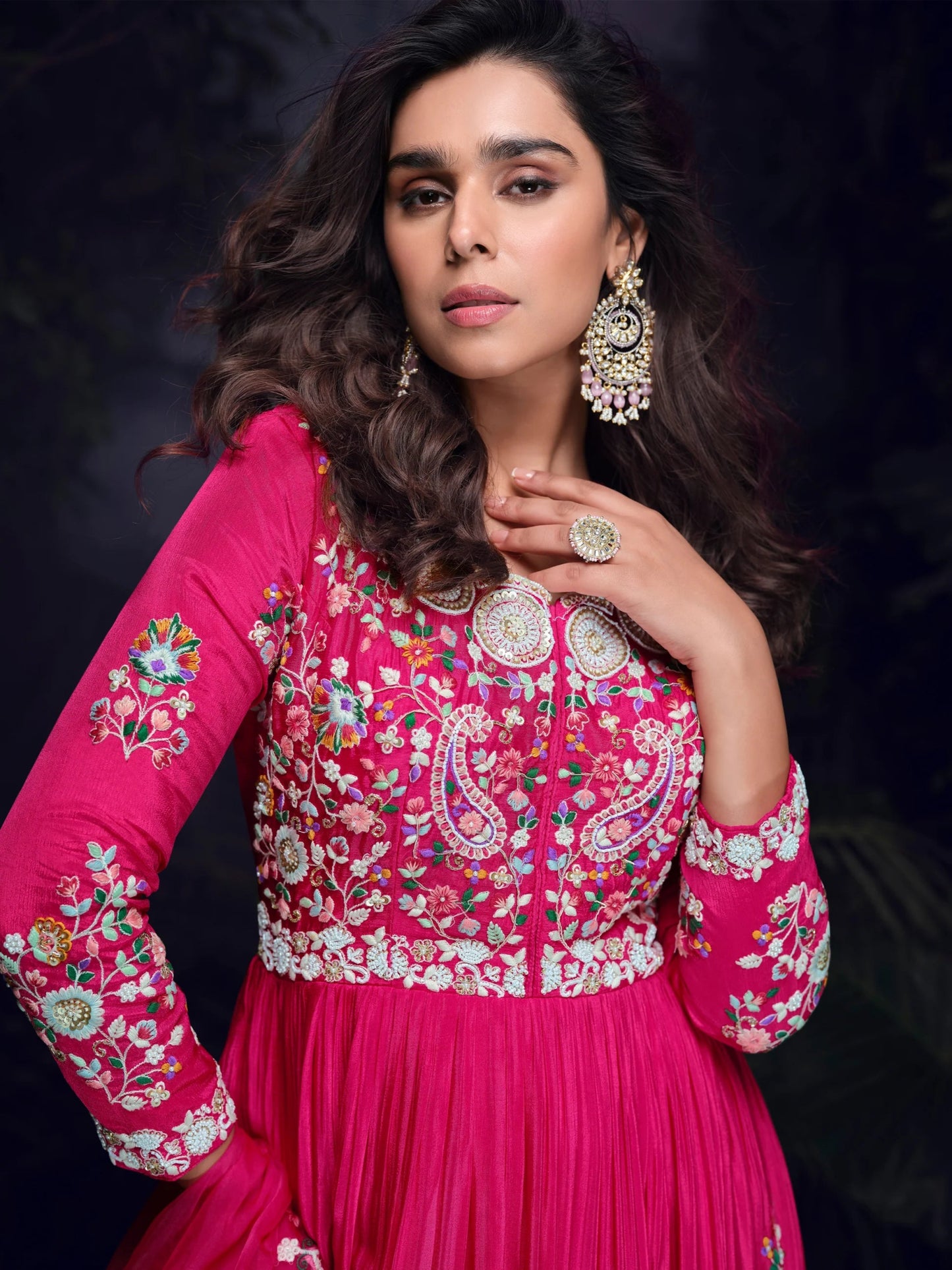 Elegant Pink Floral SYMG - Indian Dress House 786