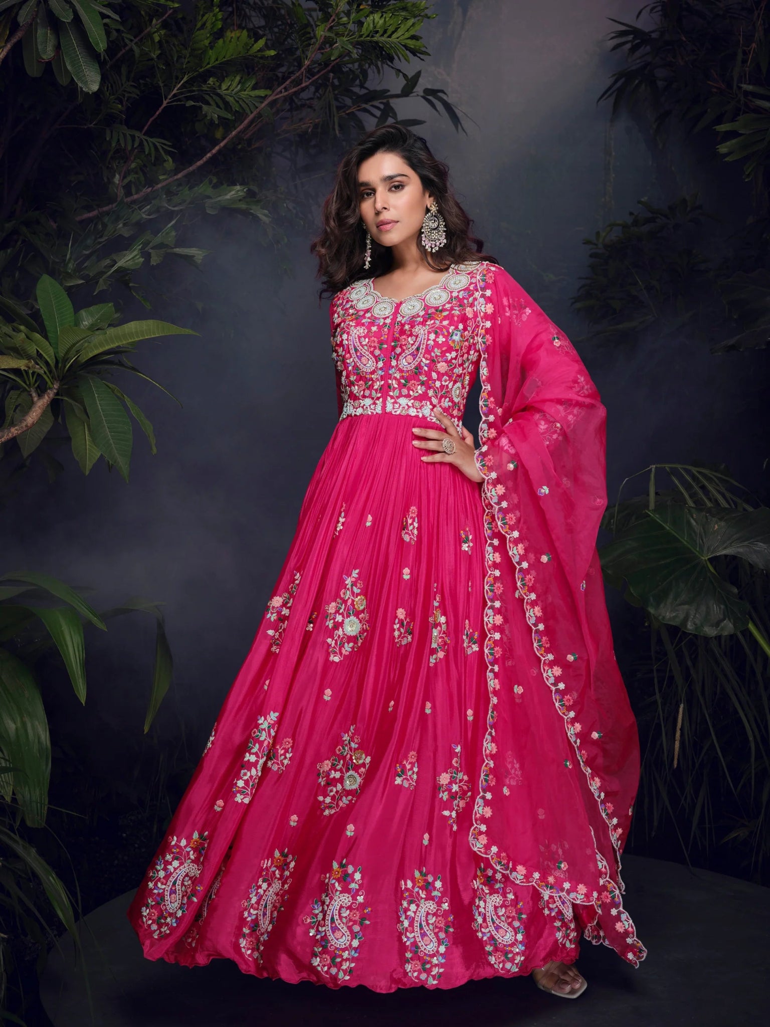 Elegant Pink Floral SYMG - Indian Dress House 786