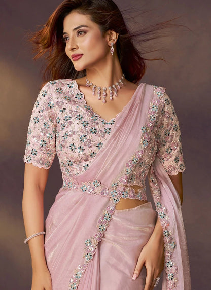 Elegant Pink & Silver MHC SAREE - Indian Dress House 786