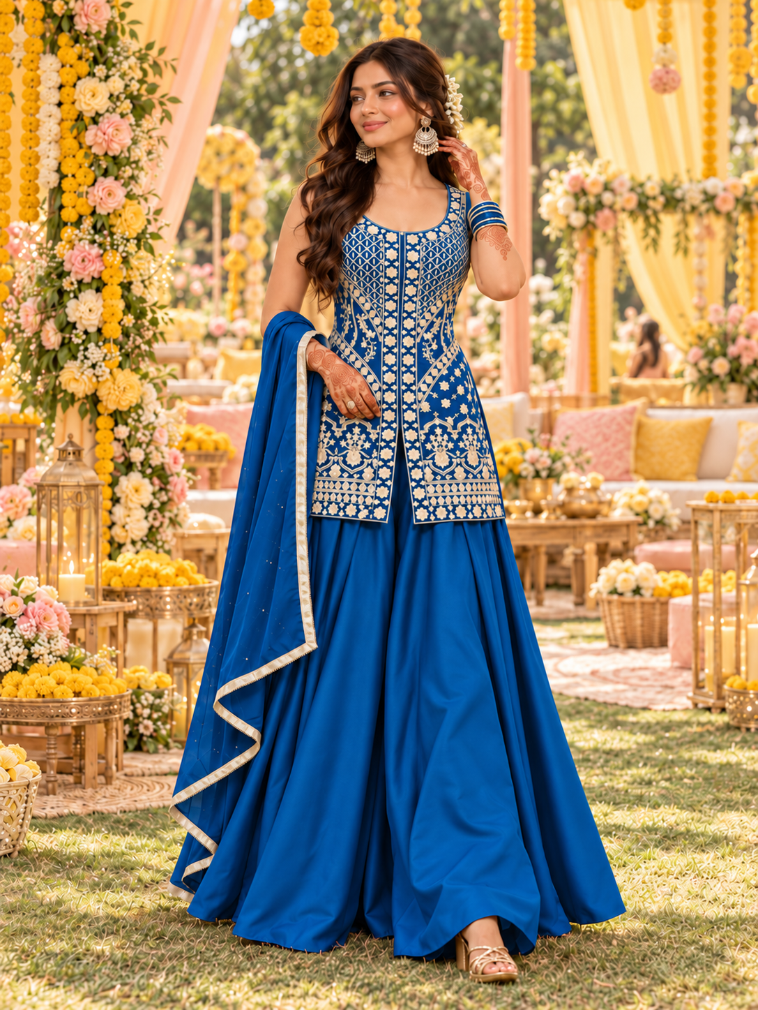 Elegant Plazzo Sleeveless DPL - Indian Dress House 786