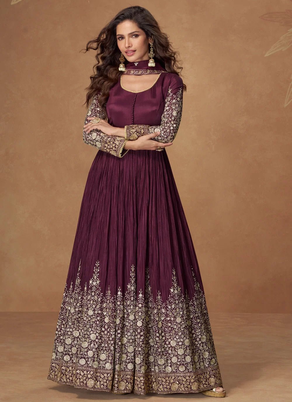 Elegant Purple Floral ASMJ - Indian Dress House 786