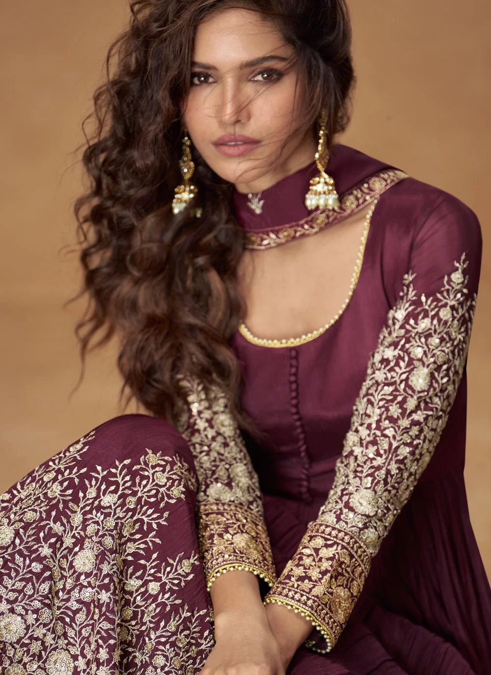 Elegant Purple Floral ASMJ - Indian Dress House 786