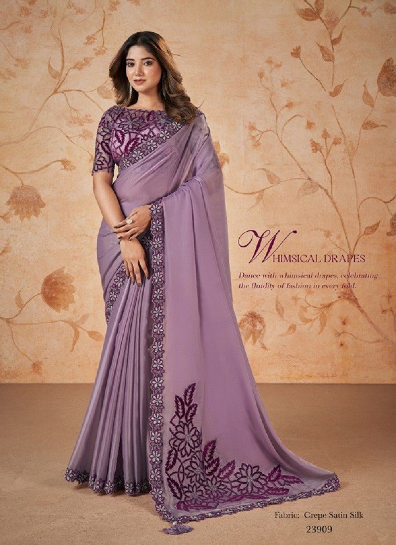 Elegant Purple Floral MMD 23909 SAREE - Indian Dress House 786