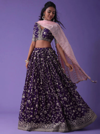 Elegant Purple Floral ZLC - Indian Dress House 786