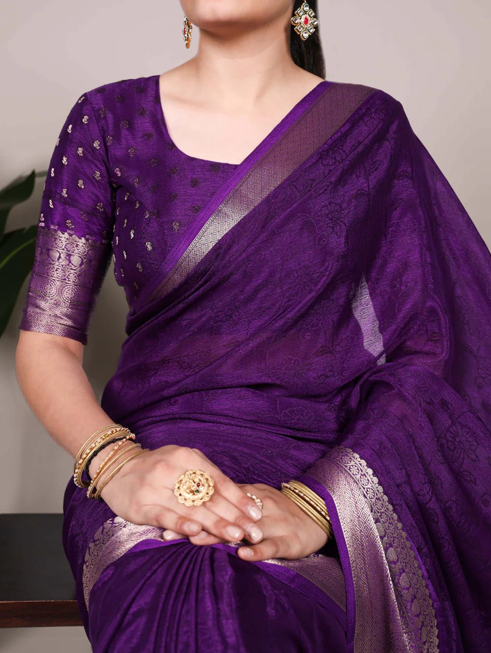 Elegant Purple YF Sraee - Indian Dress House 786