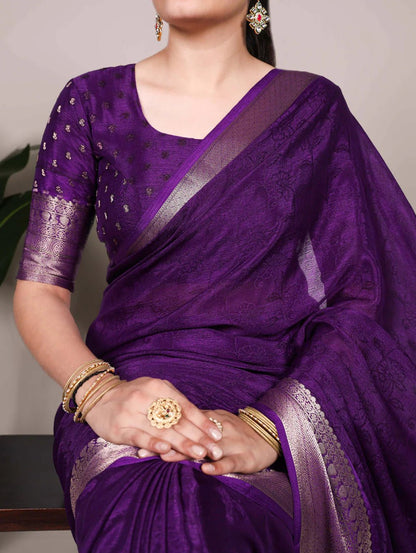 Elegant Purple YF Sraee - Indian Dress House 786
