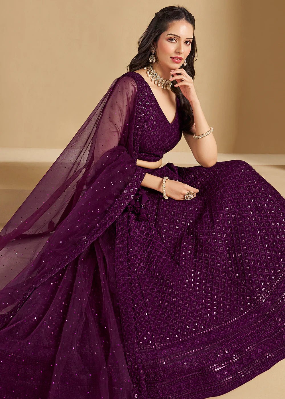 Elegant Purple ZFL - Indian Dress House 786