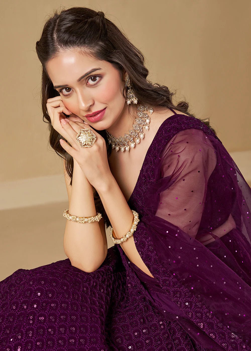 Elegant Purple ZFL - Indian Dress House 786