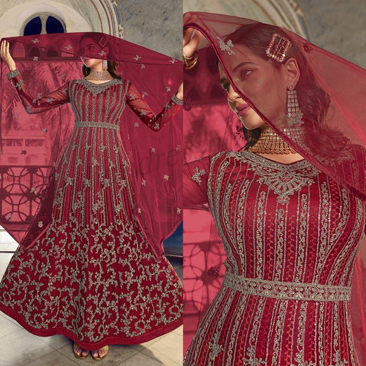 Elegant Red Floral SSW - Indian Dress House 786