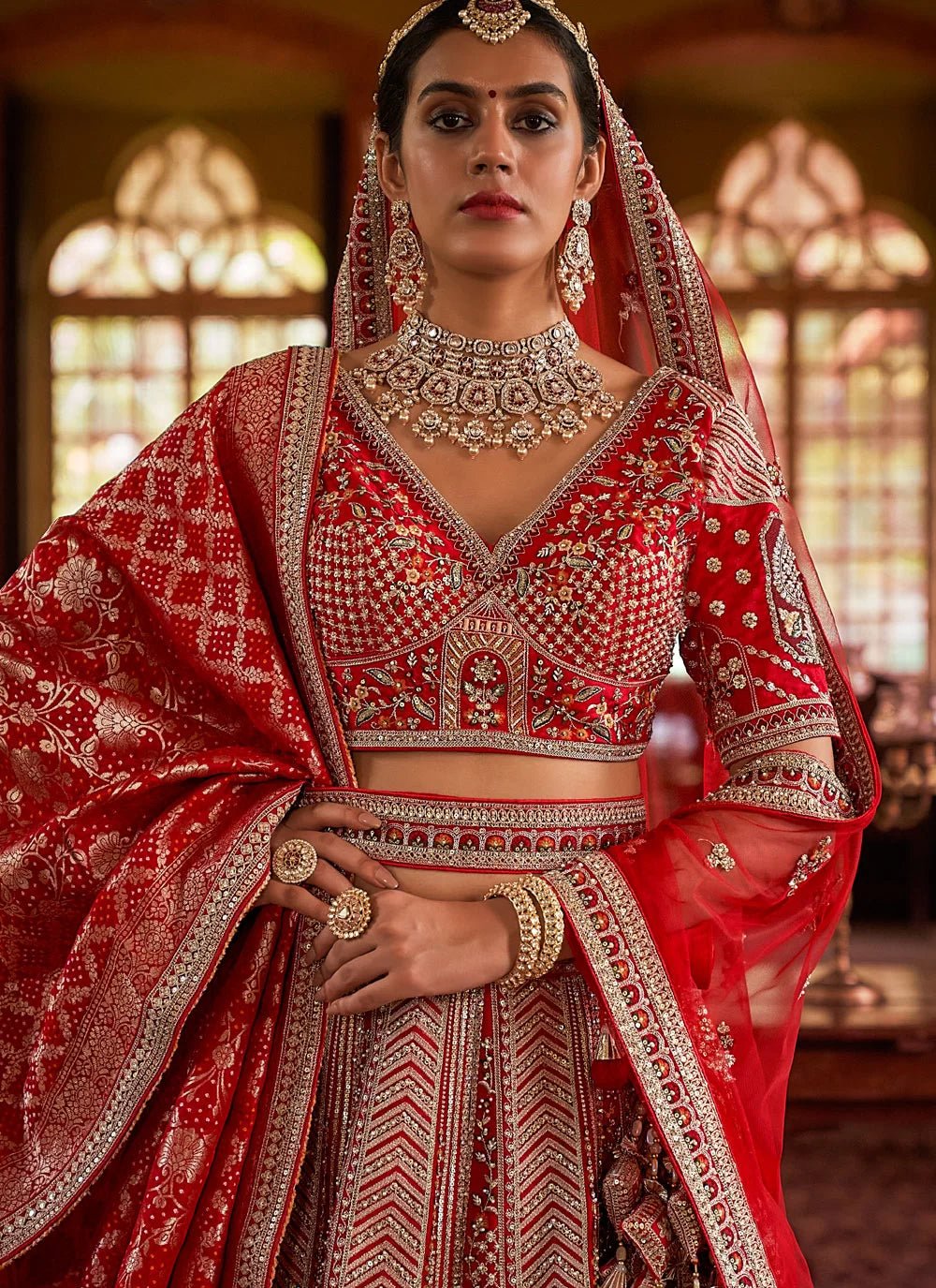 Elegant Red & Gold MJL - Indian Dress House 786