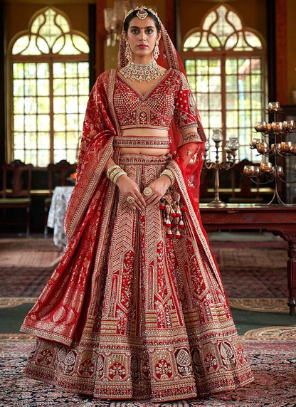 Elegant Red & Gold MJL - Indian Dress House 786