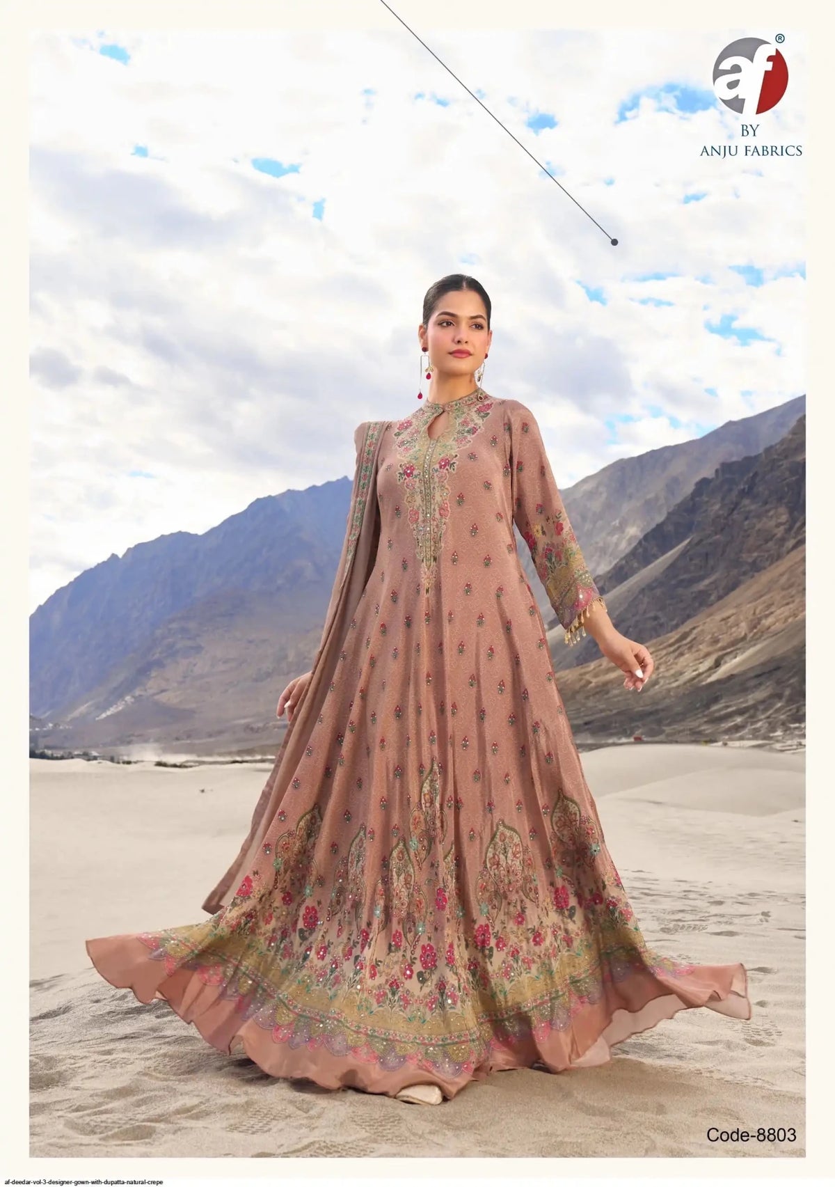 Elegant Rose Pink Floral AJD - Indian Dress House 786