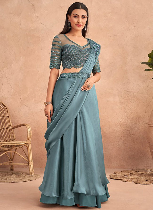 Elegant Simple L/S Saree - Indian Dress House 786