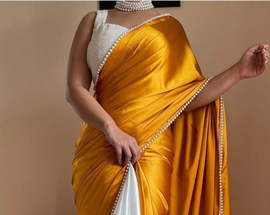 Elegant Simple Solid Saree VAS - Indian Dress House 786