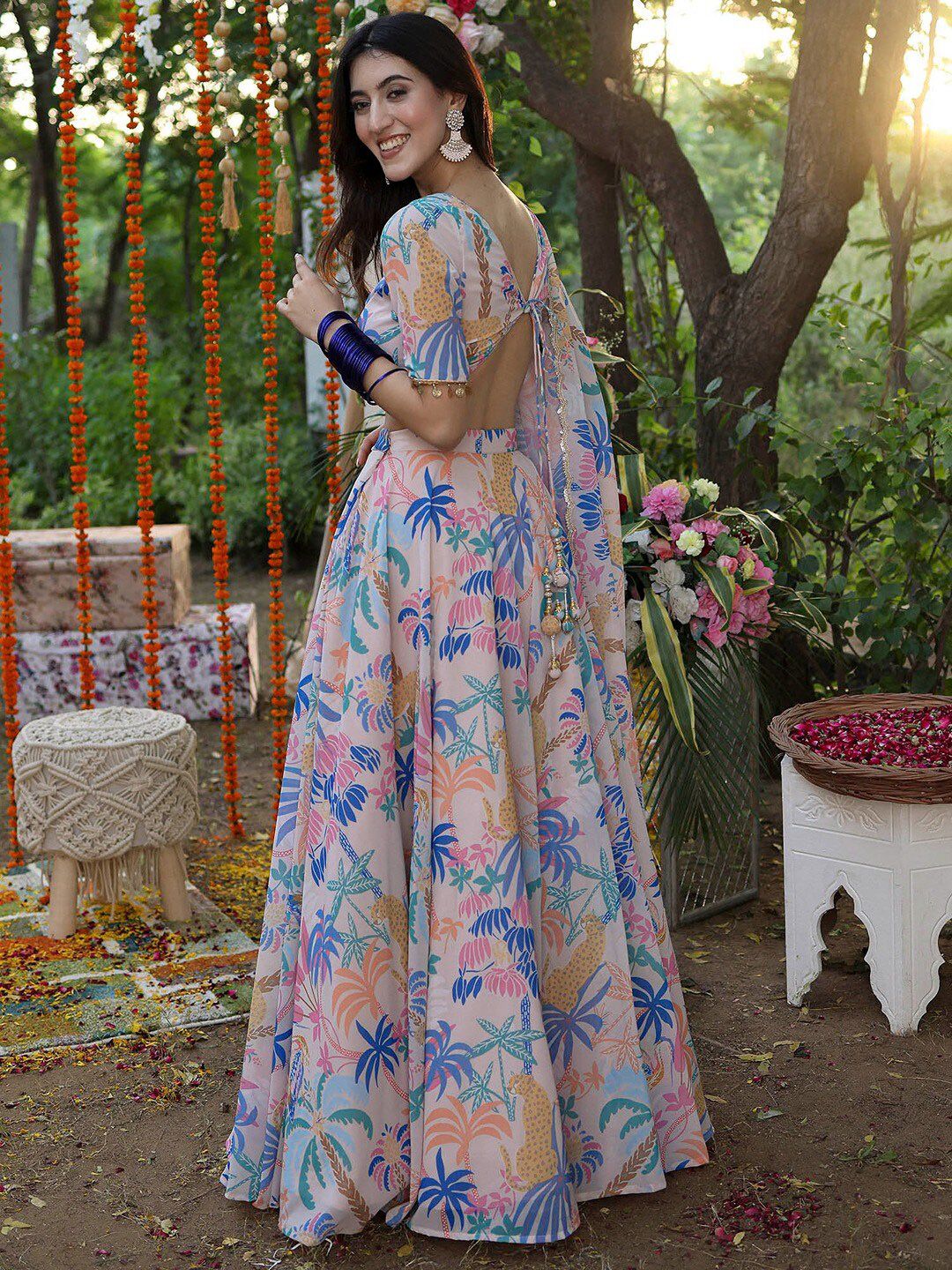 Elegant Soft Beige Multi Color JGL - Indian Dress House 786