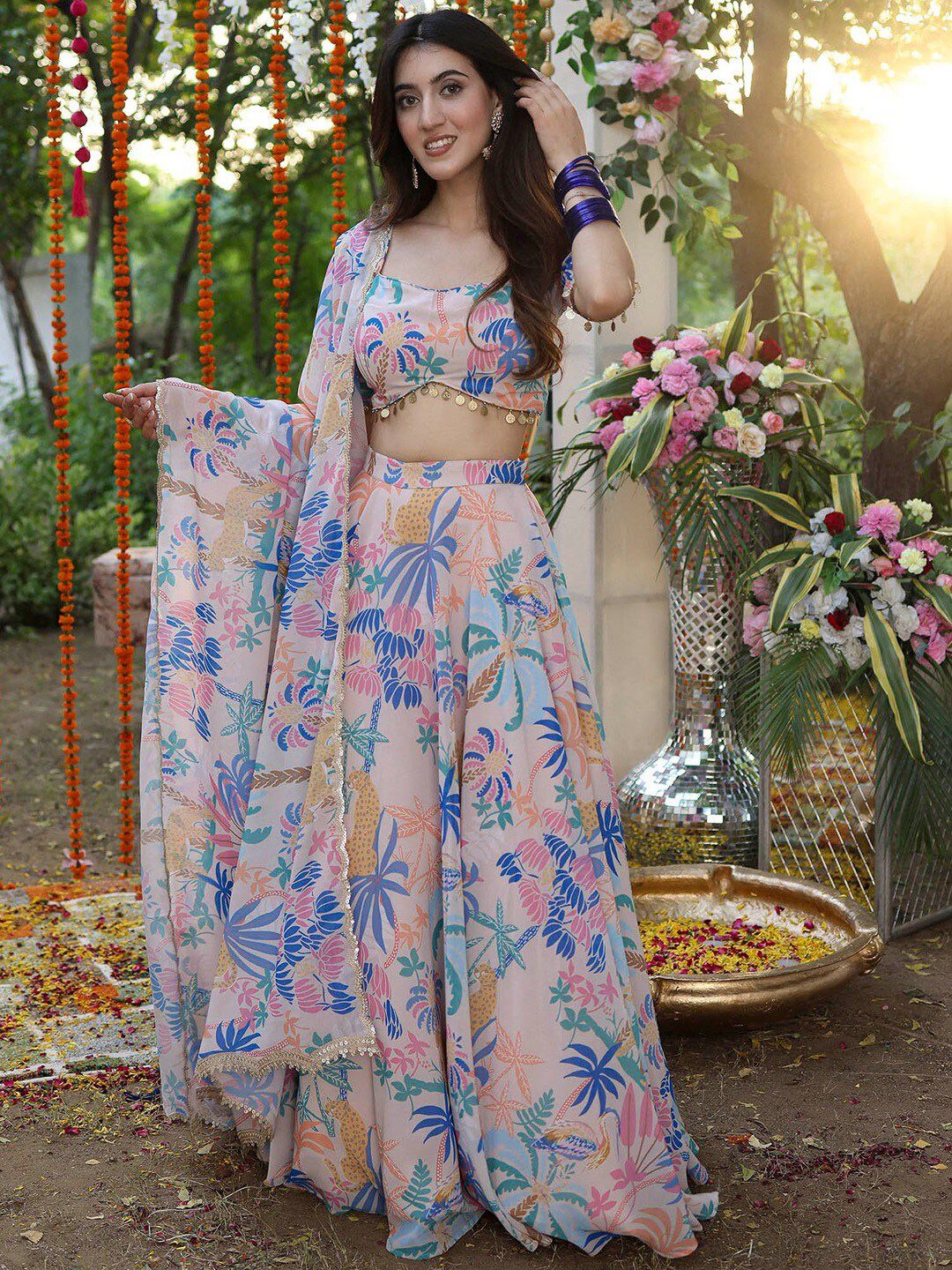 Elegant Soft Beige Multi Color JGL - Indian Dress House 786