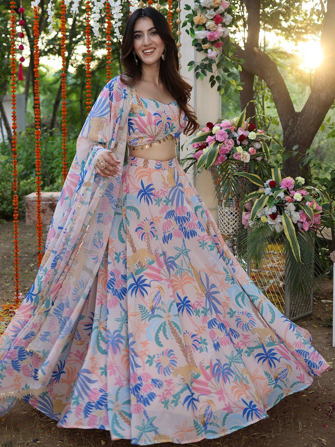 Elegant Soft Beige Multi Color JGL - Indian Dress House 786