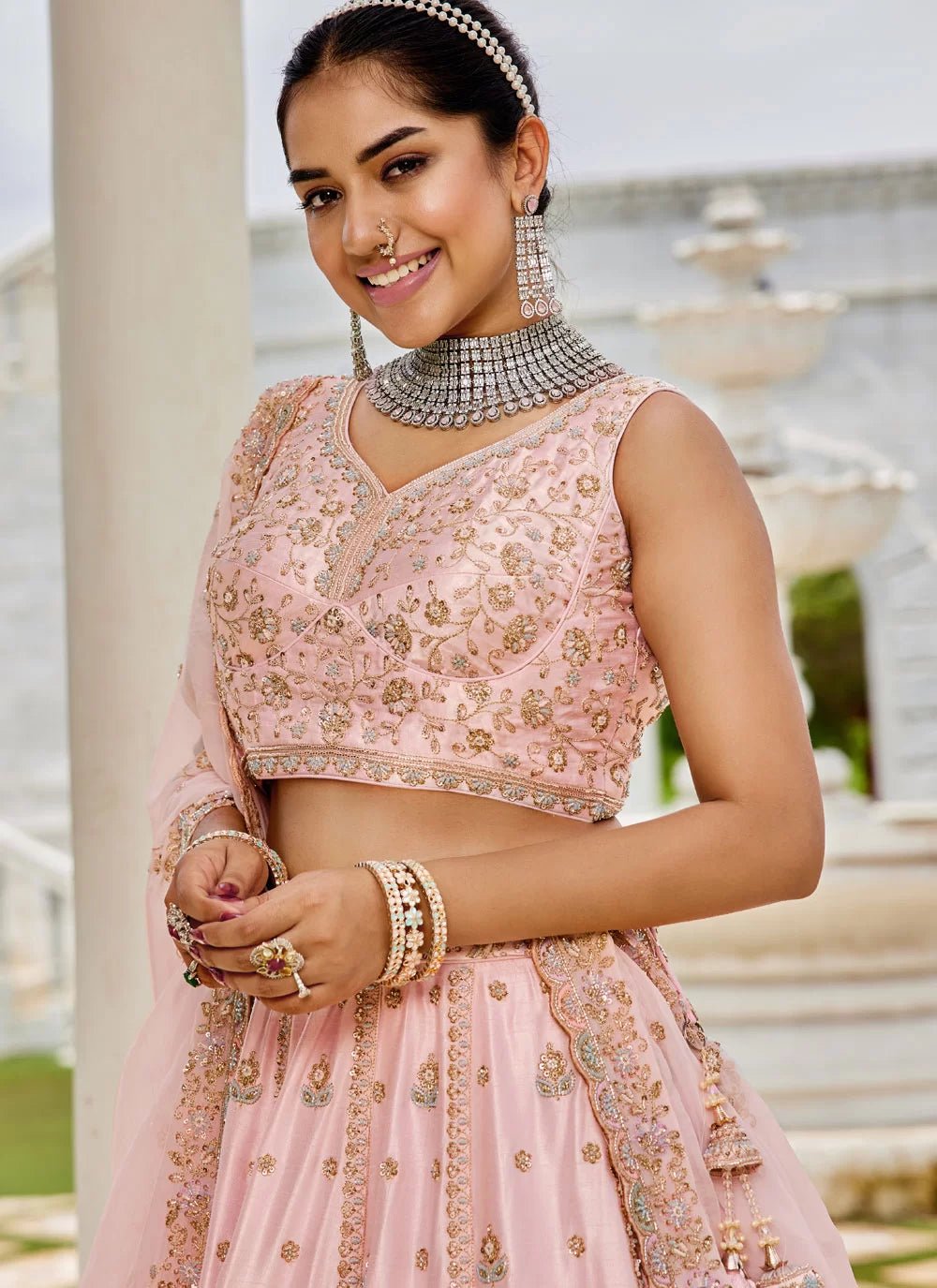 Elegant Soft Pink & Gold CCL - Indian Dress House 786