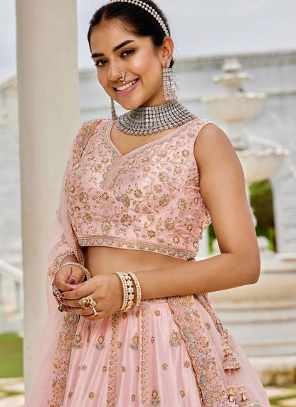 Elegant Soft Pink & Gold CCL - Indian Dress House 786