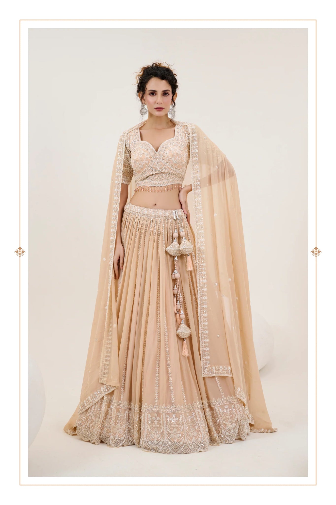 Elegant Softy Beige Handwork 1067 - B NWDL - Indian Dress House 786