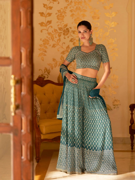 Elegant Teal & Gold SYLP - Indian Dress House 786