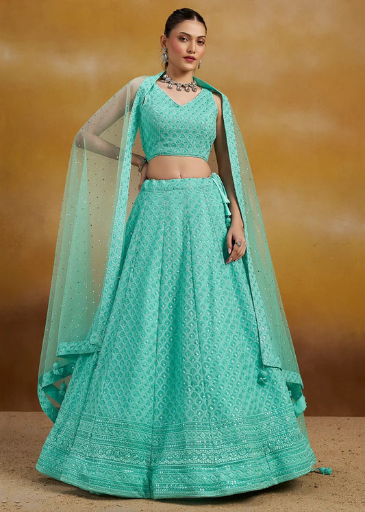 Elegant Turquoise ZFL - Indian Dress House 786