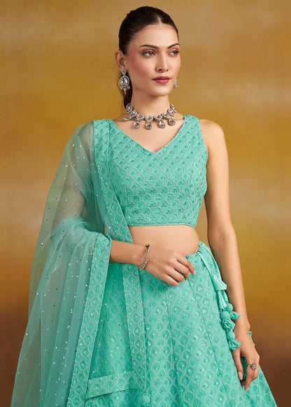 Elegant Turquoise ZFL - Indian Dress House 786