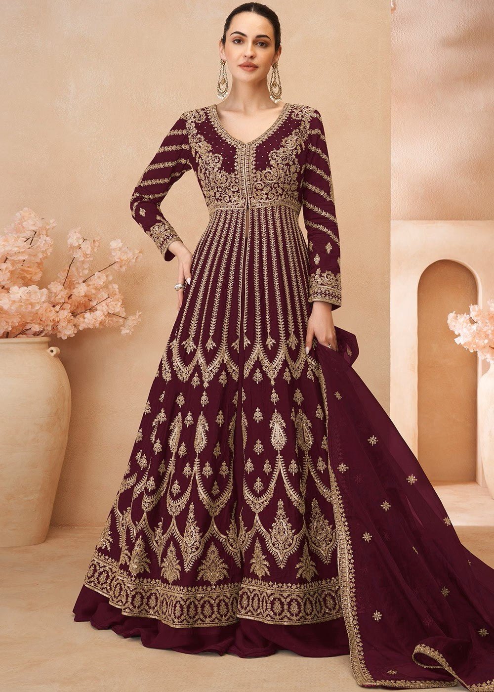 Elegant Wine Purple SYNJ - Indian Dress House 786