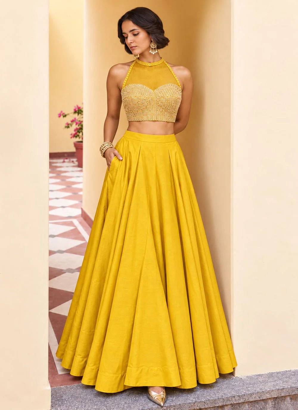 Elegant Yellow ARL - Indian Dress House 786