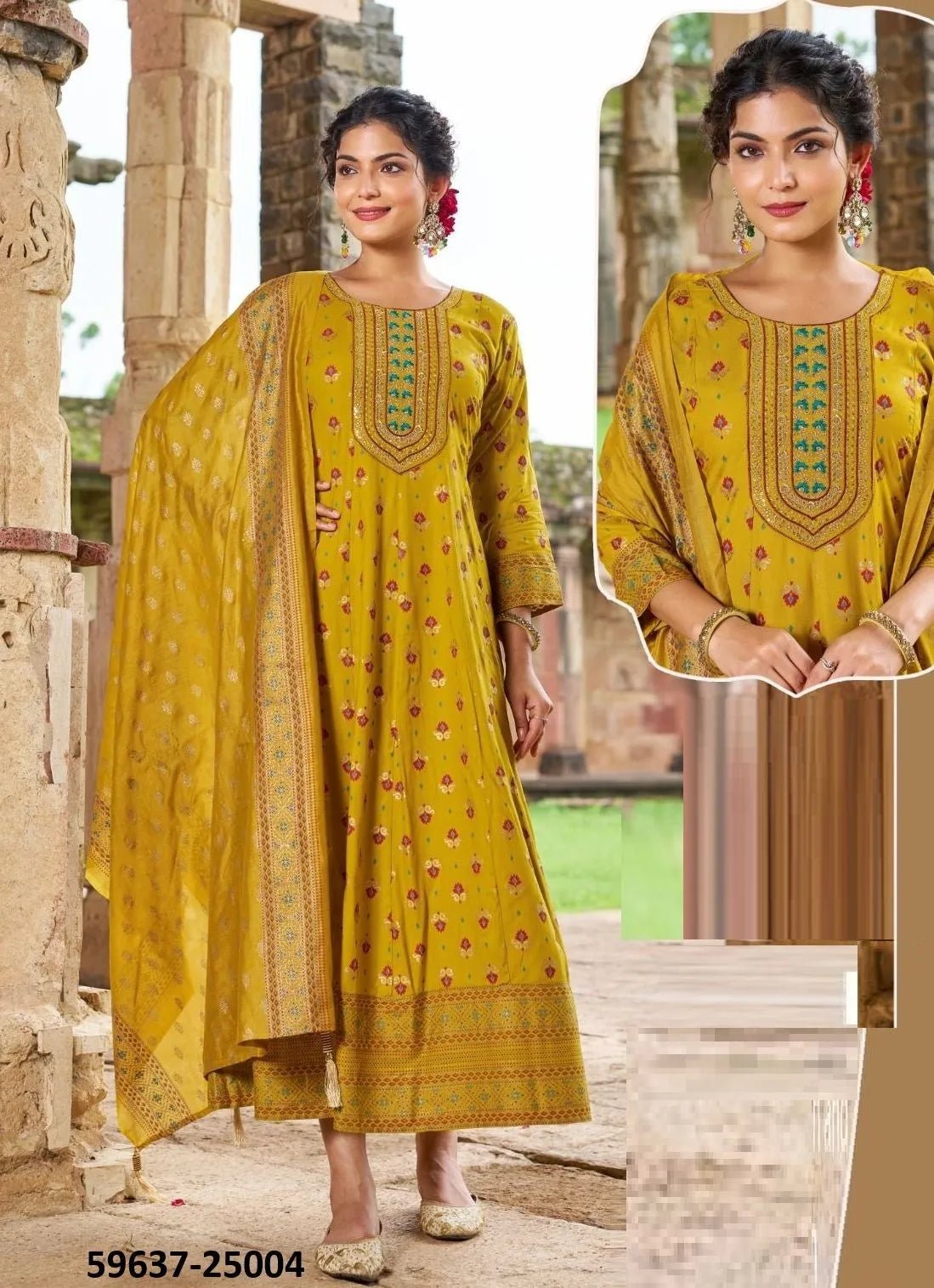 Elegant Yellow BHSN 25004 FVD - Indian Dress House 786