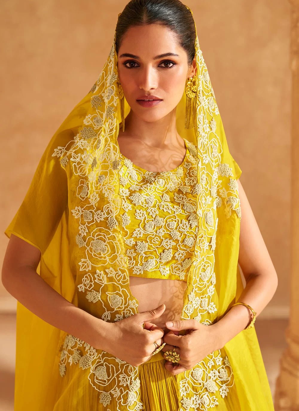 Elegant Yellow Floral SYKL - Indian Dress House 786