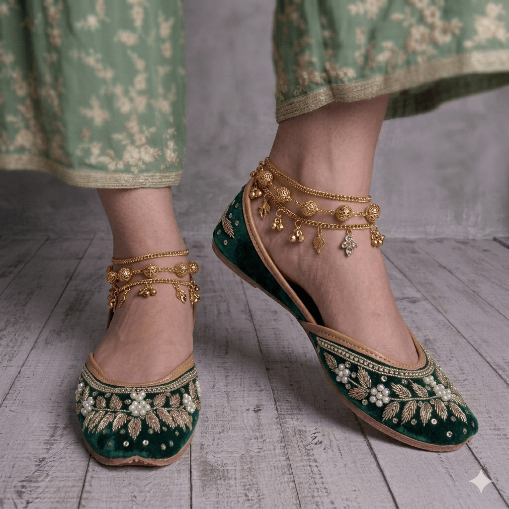 Emerald Green Floral Beaded JTS - Indian Dress House 786