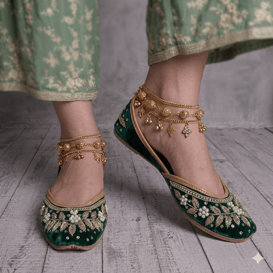 Emerald Green Floral Beaded JTS - Indian Dress House 786