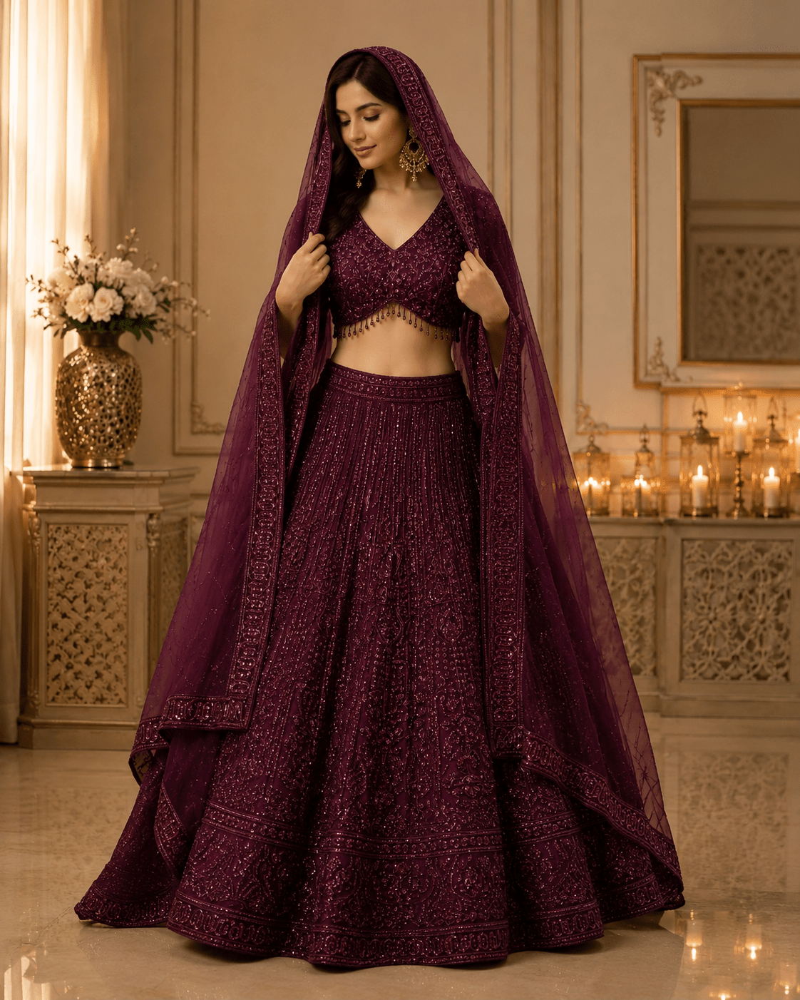 Exclsuive Maroon DL - Indian Dress House 786