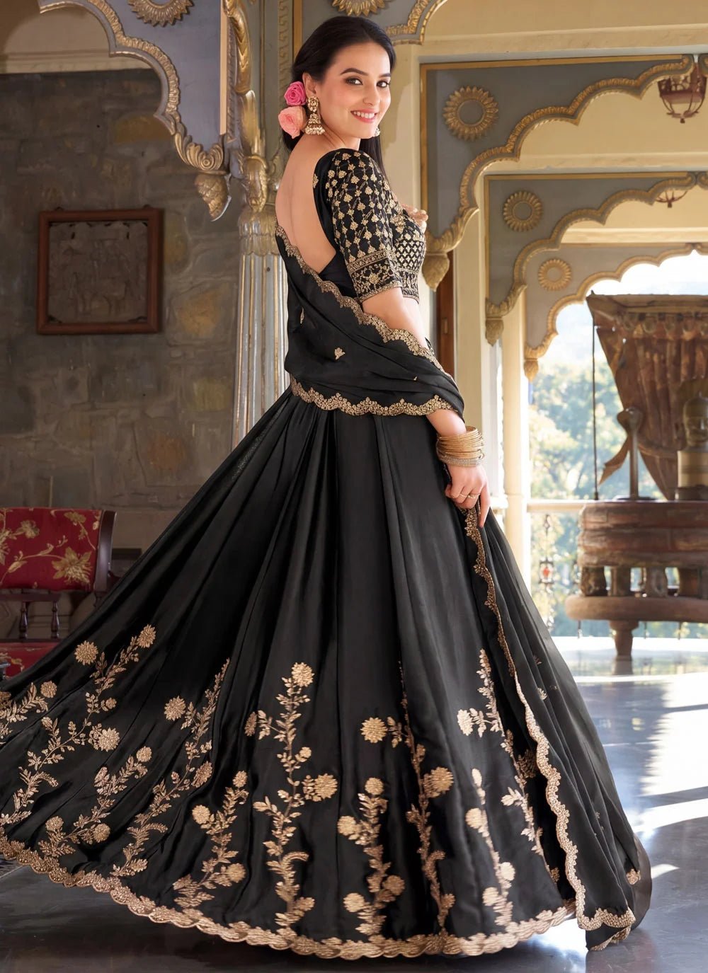 Excluisve Black Floral ZNL - Indian Dress House 786