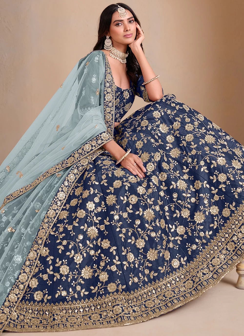 Exclusive Blue Floral MVL - Indian Dress House 786