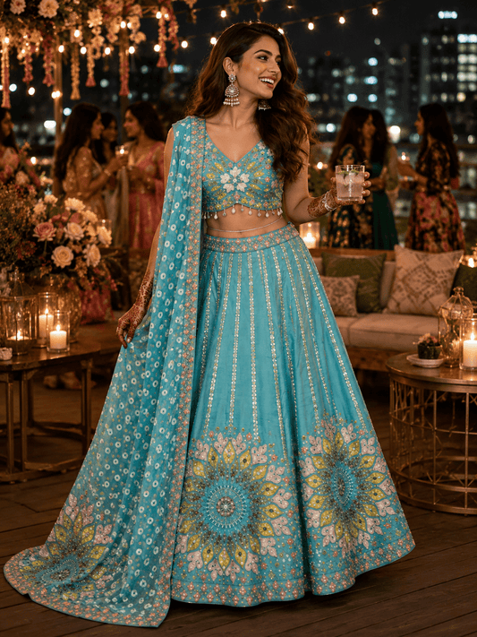 Exclusive Blue Floral PDP DL - Indian Dress House 786