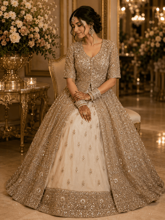 Exclusive Bronze Heavy Jacket Style PSC - Indian Dress House 786